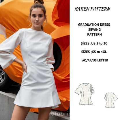 Mini Dress Sewing Model: Prom &amp; Graduation Dress Pattern(Digital Download)