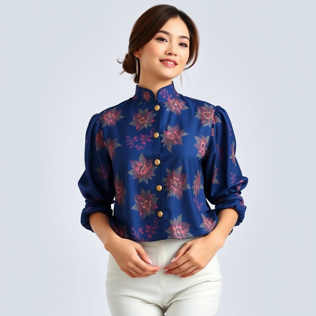 Cheongsam Blouse Sewing Pattern:Mandarin Collar, Vintage Style (PDF Pattern)