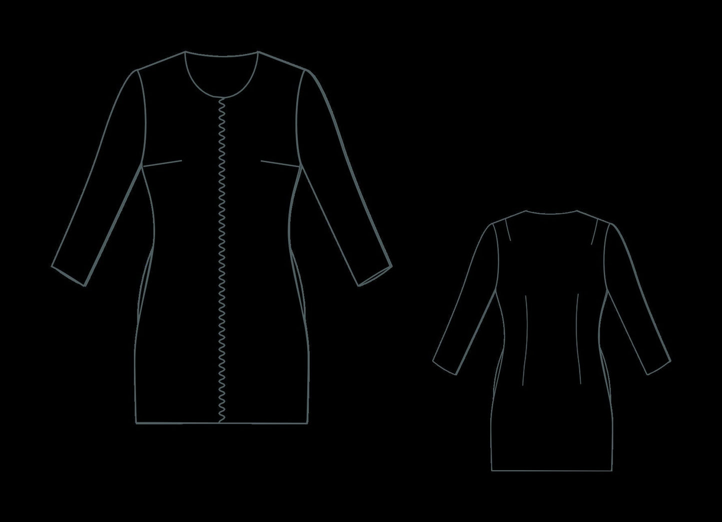 Front Zipper Pinafore Dress Sewing Pattern (XS-4XL)(Digital Download)