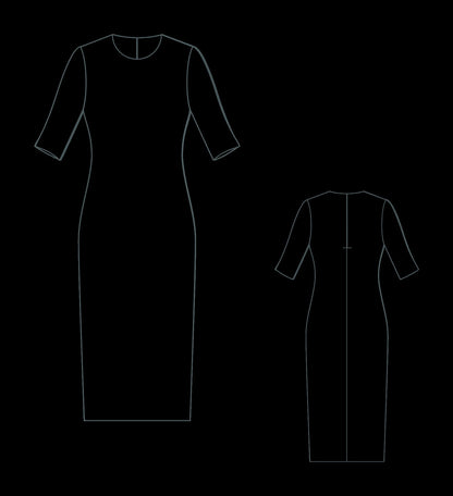 Bodycon Midi Dress Sewing Pattern: Stretch Pencil Dress (A4-US Letter)