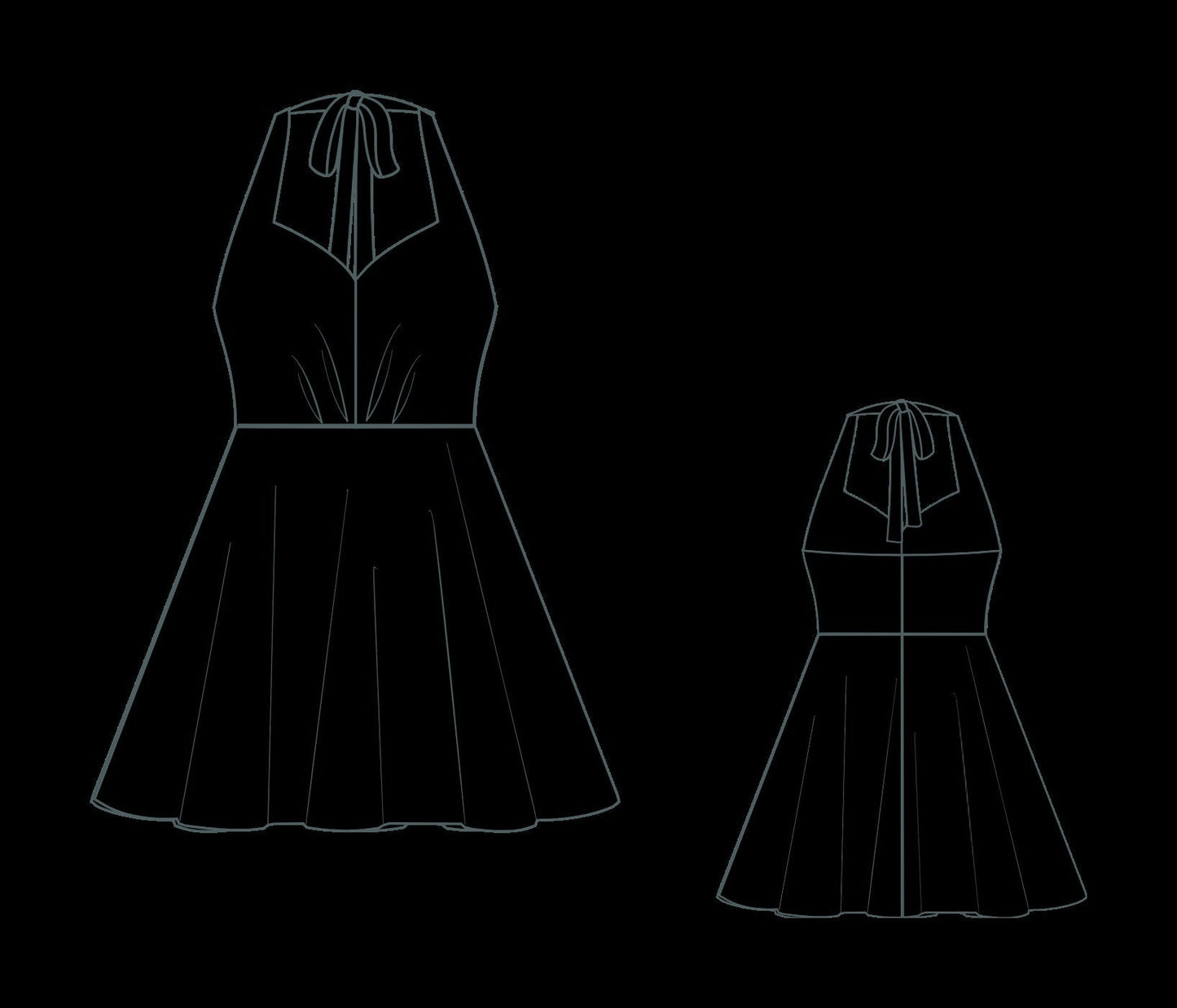 Halter Neck Open Back Dress Sewing Pattern:US 2-30, XS-4XL (Digital Download)