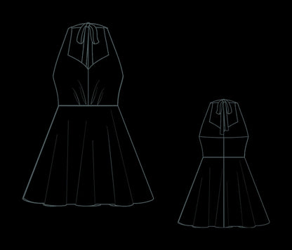 Halter Neck Open Back Dress Sewing Pattern:US 2-30, XS-4XL (Digital Download)