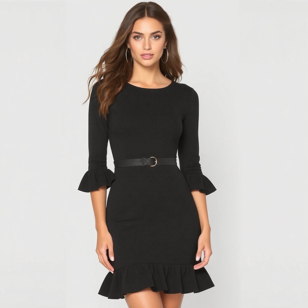 A-Line Mini Ruffle Dress Sewing Pattern:Evening Flounce Dress (US 2-30 &amp; XS-4XL) (Digital Download)