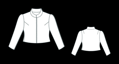Mandarin Neck Front Zipper Jacket Sewing Pattern,Long Sleeve Crop Top,Women's Jacket,Zipper Jacket,Puff Sleeve Crop Top,XS-4XL