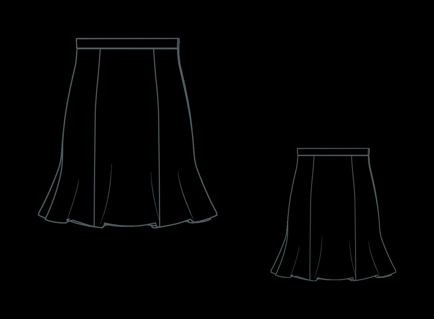 Mini Trumpet Skirt Sewing Pattern:Plus Size, US 2-30 (PDF Pattern)