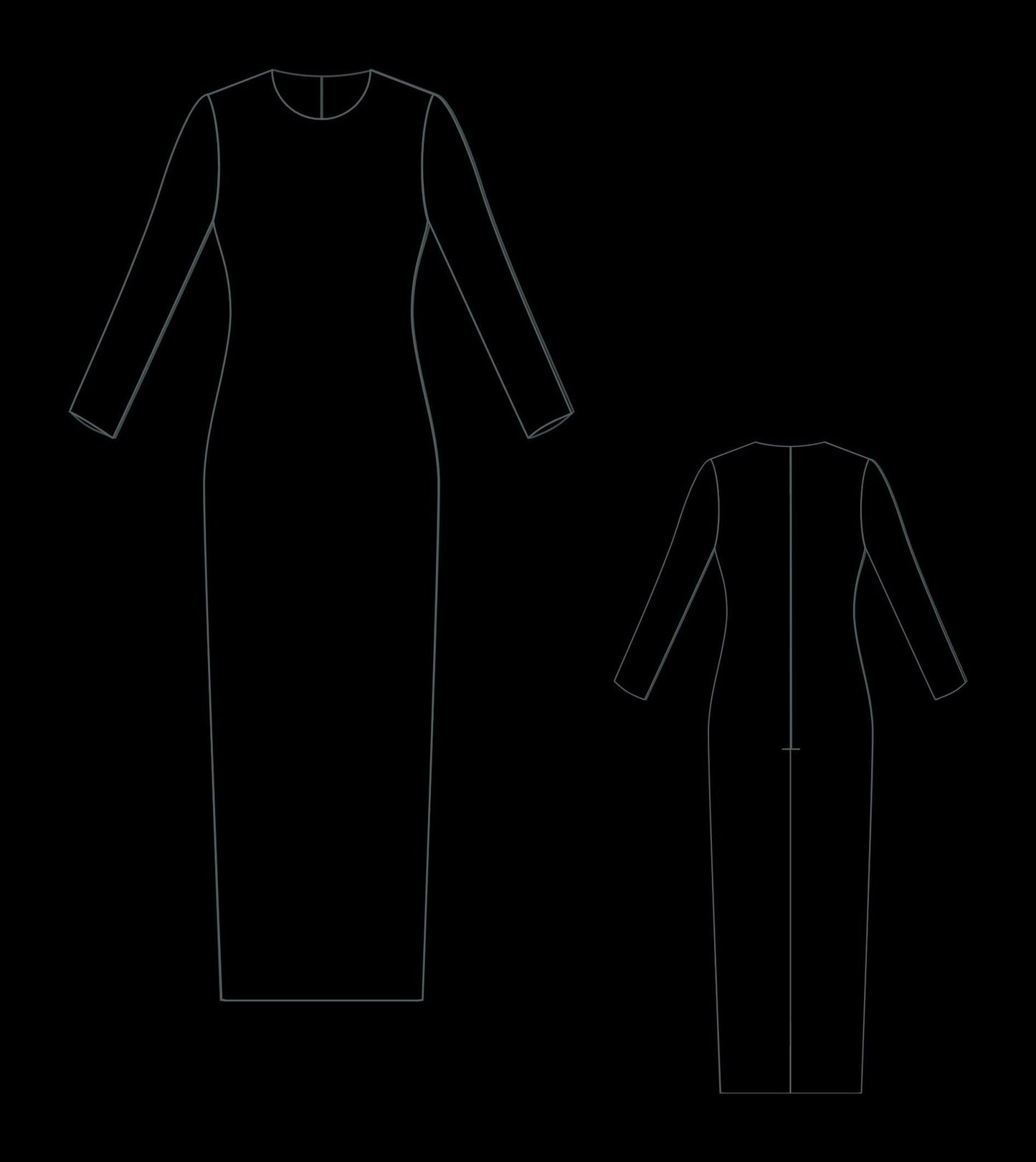 Bodycon Maxi Dress Sewing Pattern: Stretch Pencil Dress (Digital Download)