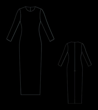 Bodycon Maxi Dress Sewing Pattern: Stretch Pencil Dress (Digital Download)
