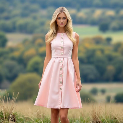 Button Down Flared Mini Dress Sewing Pattern(XS-4XL) (PDF Pattern)