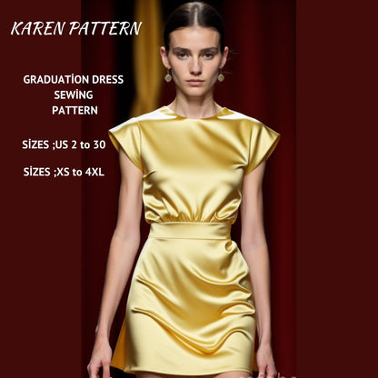 Mini Dress Sewing Pattern: Graduation,Prom (A4, US Letter) (Digital Download)