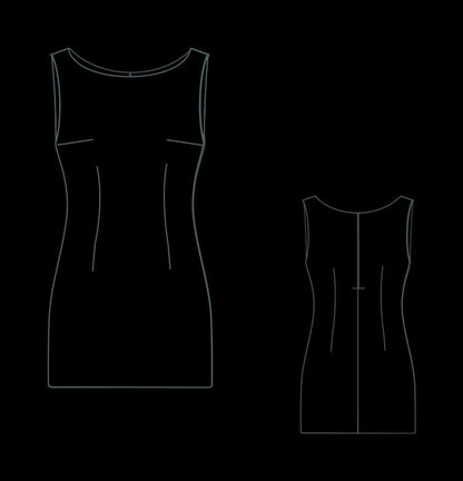 Boat Neck Mini Dress Sewing Pattern:XS-4XL (PDF Pattern)