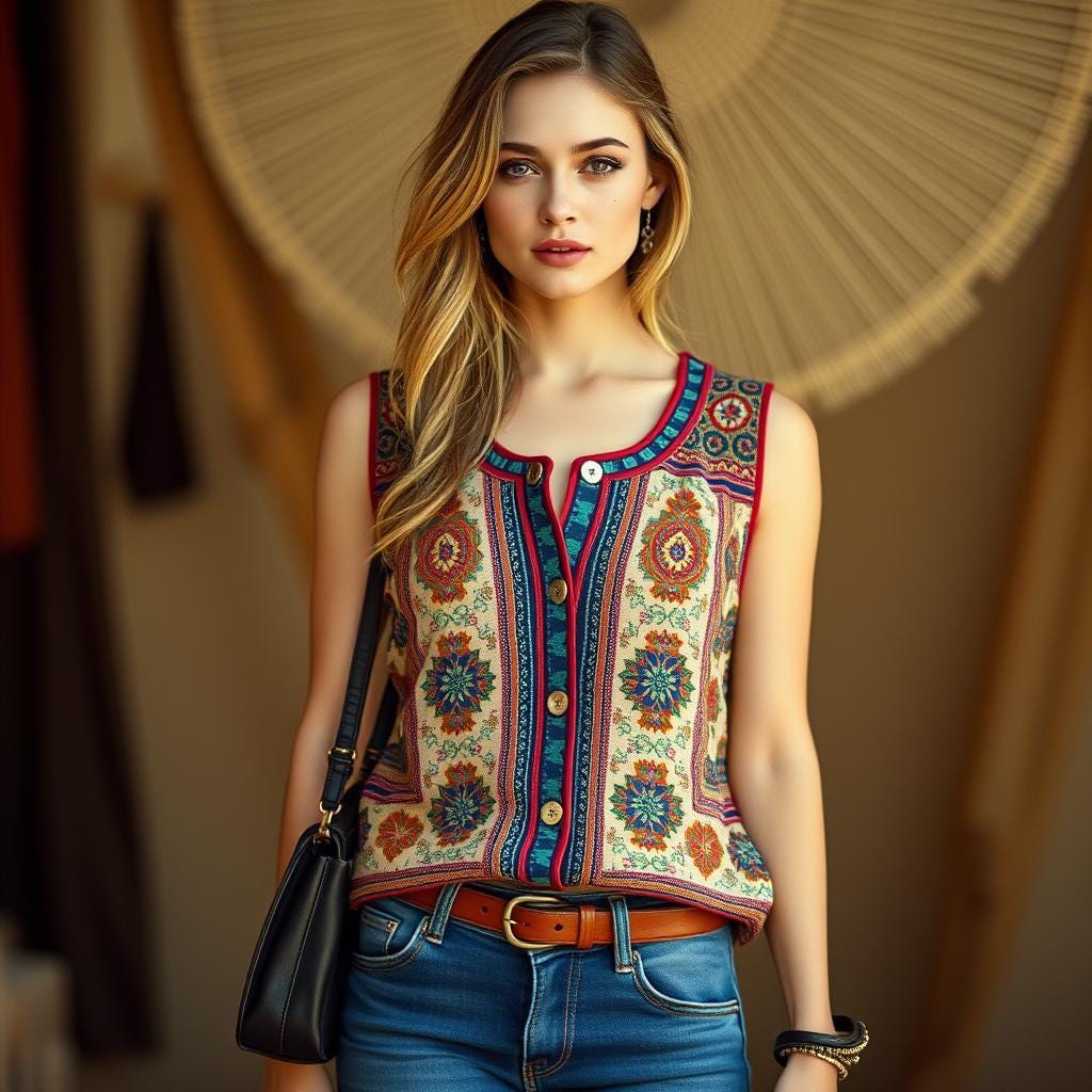 Boho Patchwork Vest Sewing Pattern:Women's XS-4XL (PDF Pattern)