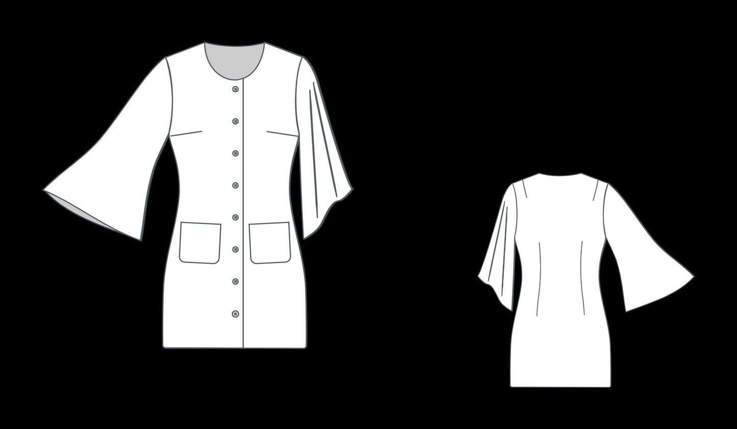 Linen Pinafore Dress Sewing Pattern, A4-US Letter A0 XS/4XL (Digital Download)