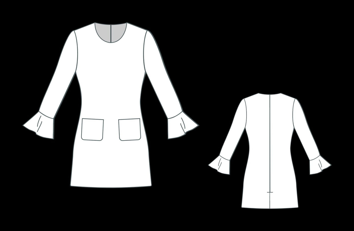 Linen Pinafore Mini Dress Sewing Pattern,Linen Mini Dress,Shift Dress,Apron Pattern,Sundress with Pockets,A4-US Letter A0 XS/4XL