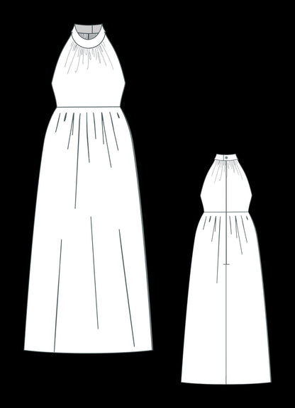 Halter Neck Maxi Dress Sewing Pattern: Tulle Chiffon Sundress (XS-4XL) (Digital Download)