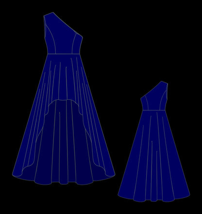 Asymmetrical Satin Dress Sewing Pattern: High-Low Gown (XS-4XL) (Digital Download))