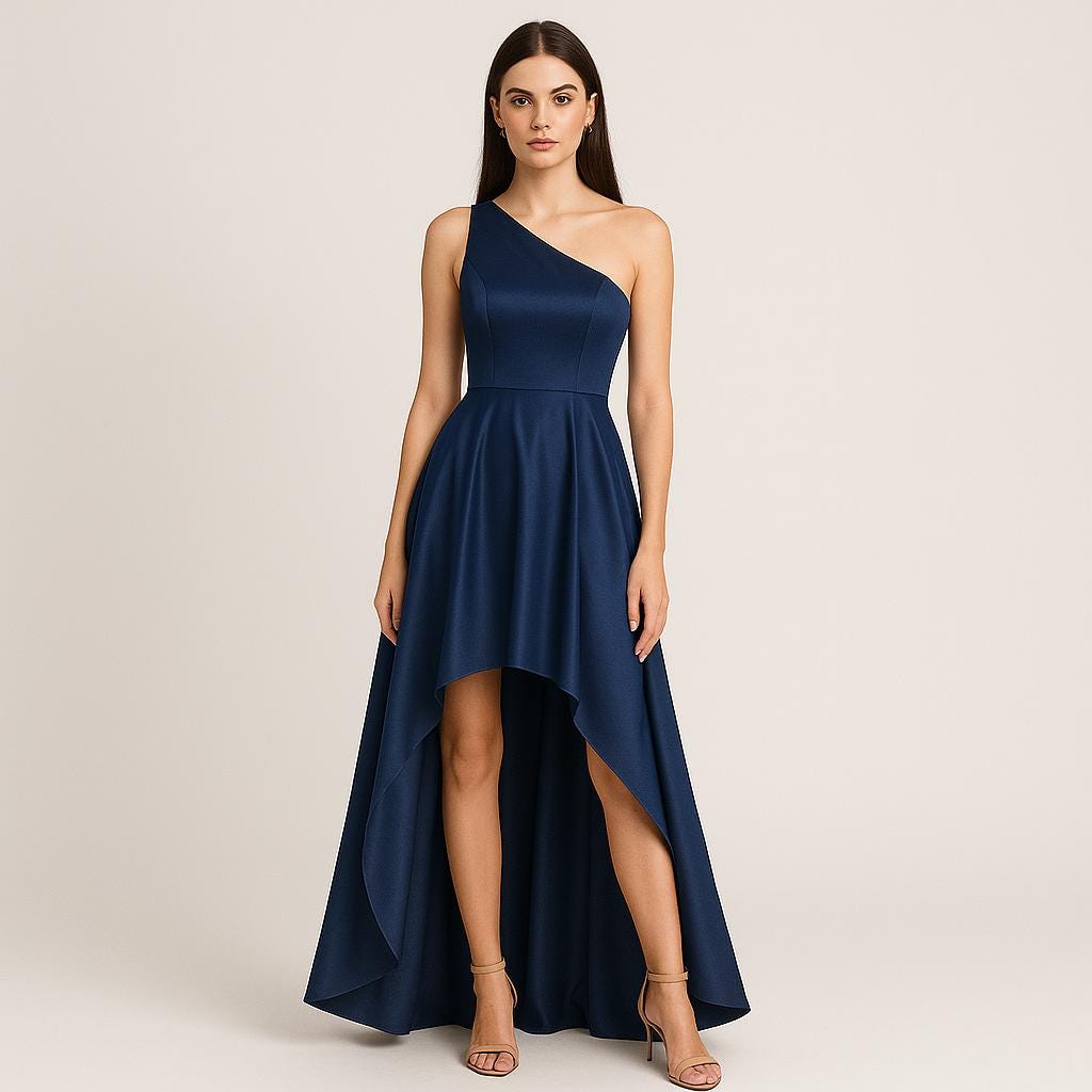 Asymmetrical Satin Dress Sewing Pattern: High-Low Gown (XS-4XL) (Digital Download))