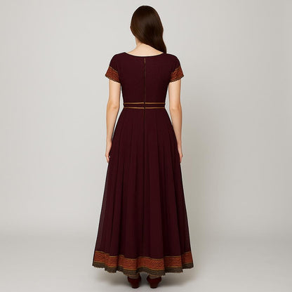 Burgundy Anarkali Dress Sewing Pattern: Medieval Renaissance Costume (PDF Pattern,US 2-30)