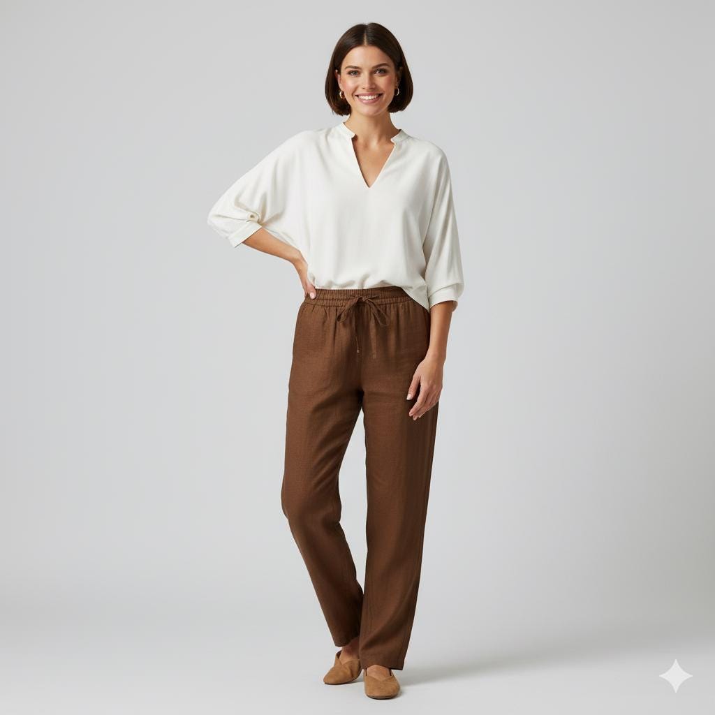 Linen Peg Leg Pants Sewing Pattern | Elastic Waist Trousers Pattern | Relaxed Fit Pants | PDF Digital Download